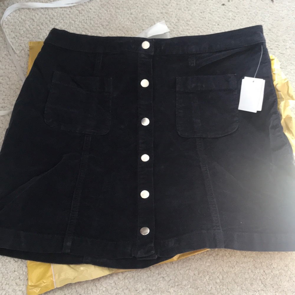 Urban Outfitters navy corduroy buttoned mini skirt